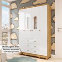Ver imagem 7 de Guarda Roupas Infantil 4 Portas com Janela e 3 Gavetas 100% MDF Lana Espresso Móveis Branco/Brilho/Amêndoa