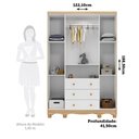 Ver imagem 4 de Guarda Roupas Infantil 4 Portas com Janela e 3 Gavetas 100% MDF Lana Espresso Móveis Branco/Brilho/Amêndoa