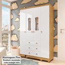 Ver imagem 6 de Guarda-Roupas Bebê 4 Portas com Janela e 3 Gavetas 100% MDF Lana Espresso Móveis Branco/Brilho