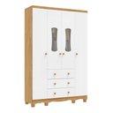 Ver imagem 2 de Guarda Roupas Infantil 4 Portas com Janela e 3 Gavetas 100% MDF Lana Espresso Móveis Branco/Brilho/Amêndoa