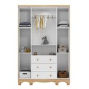 Ver imagem 3 de Guarda Roupas Infantil 4 Portas com Janela e 3 Gavetas 100% MDF Lana Espresso Móveis Branco/Brilho/Amêndoa
