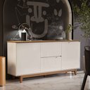 Ver imagem 1 de Aparador Buffet Sala Flow 2 Portas 2 Gavetas com Pés de Madeira - Rede Móveis