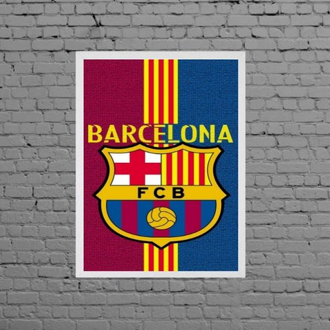 Quadro Decorativo Barcelona Futebol Clube 24x18cm:Madeira preta