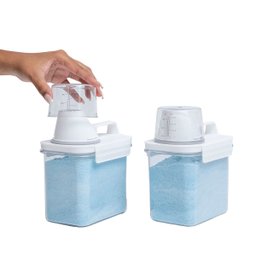 Kit com 2 Porta Sabão em Pó 1,1l com Copo Dosador e Travas - Oikos - 2