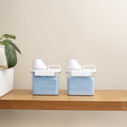 Kit com 2 Porta Sabão em Pó 1,1l com Copo Dosador e Travas - Oikos - 5