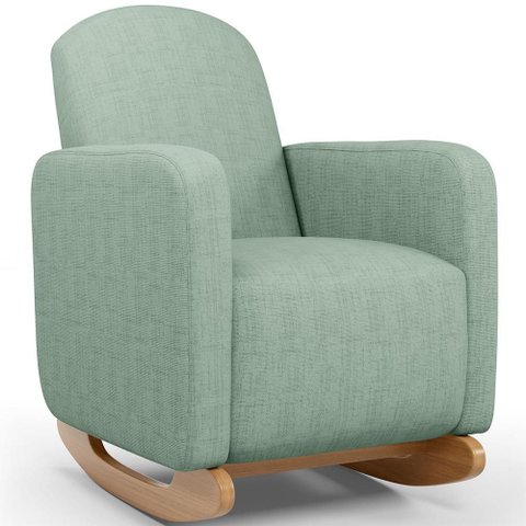 Poltrona de Amamentação com Balanço Orgânica Saori W01 Linho Verde Menta - Lyam Decor