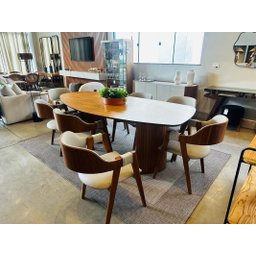 Sala de Jantar Tampo Orgânico com 8 Cadeiras 2,20x1,10m - Florença - Art Salas - 2