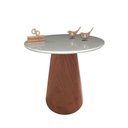 Ver imagem 1 de Mesa de Canto Cone Amadeirado com Tampo Vidro 50cm Off White 70cm Off White