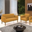 Ver imagem 2 de Namoradeira e Poltrona Base Madeira Castanho Marisa Bouclê D03 - D'rossi