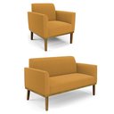 Ver imagem 1 de Namoradeira e Poltrona Base Madeira Castanho Marisa Bouclê D03 - D'rossi