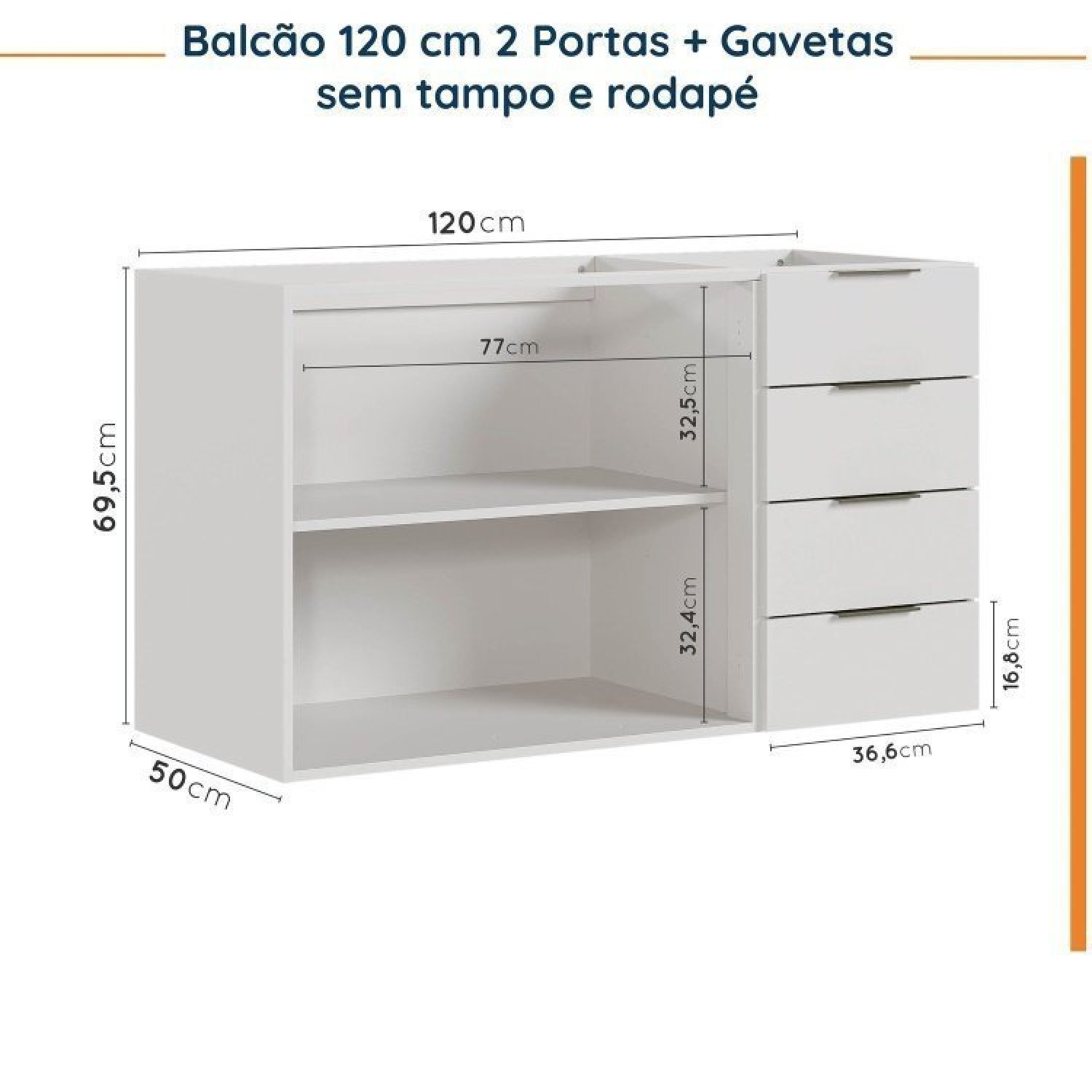 Cozinha Modulada 4 Peças sem Tampo 2 Aéreos e 2 Balcões 2 Portas Ipanema Cabecasa Madeiramadeira - 15