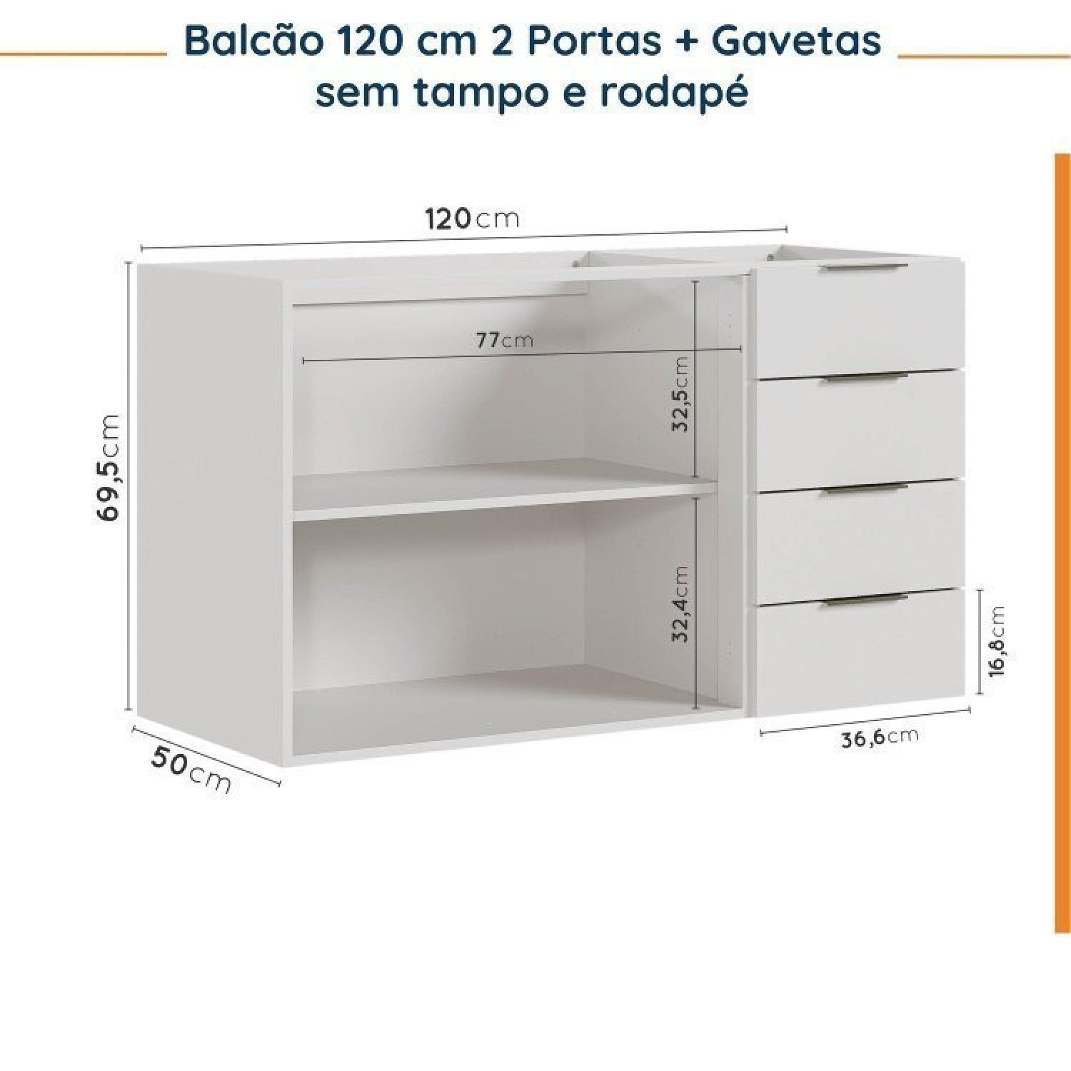 Cozinha Modulada 4 Peças sem Tampo 2 Aéreos e 2 Balcões 2 Portas Ipanema Cabecasa Madeiramadeira - 15