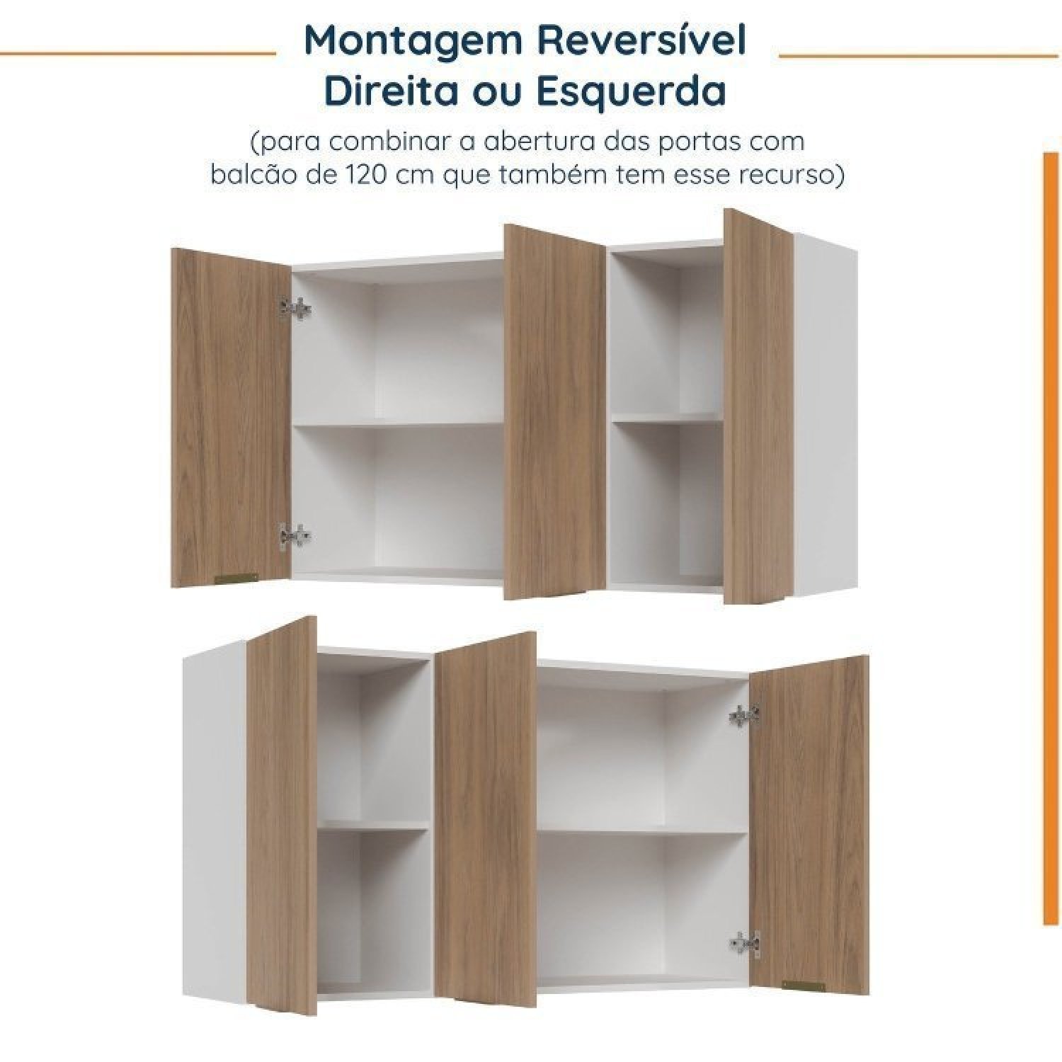Cozinha Modulada 4 Peças sem Tampo 2 Aéreos e 2 Balcões 2 Portas Ipanema Cabecasa Madeiramadeira - 12