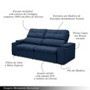 Ver imagem 2 de Sofá Retrátil e Reclinável 4 Lugares 250cm Zoho Porta Copos no Braço Veudo Azul G22 - Gran Belo