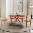 Ver imagem 1 de Conjunto Sala de Jantar Mesa Tampo 120cm Redondo Laminado e 4 Cadeiras Hope Soft Marrom/Off White/Im