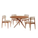 Ver imagem 2 de Conjunto Sala de Jantar Mesa Tampo 120cm Redondo Laminado e 4 Cadeiras Hope Soft Marrom/Off White/Im
