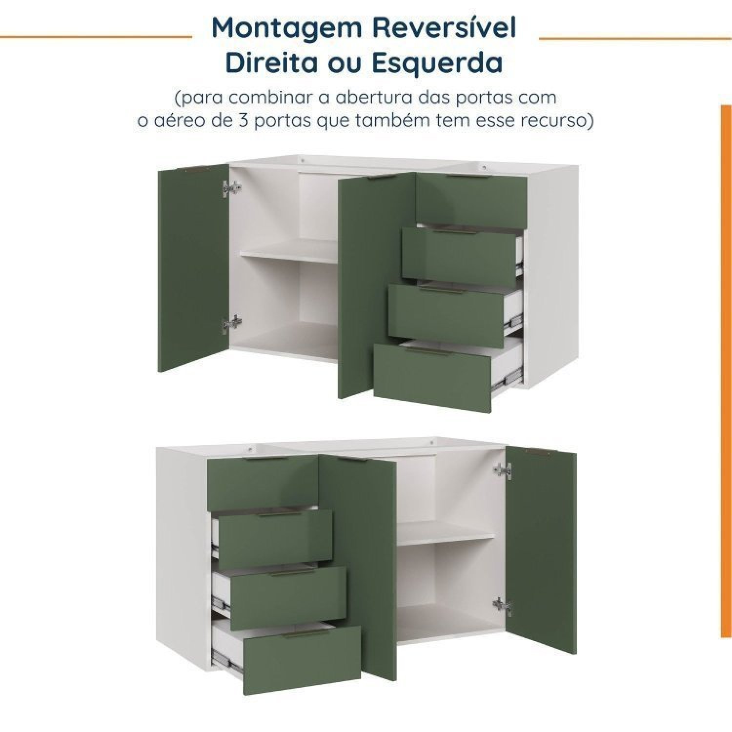 Cozinha Modulada 4 Peças sem Tampo 2 Aéreos e 2 Balcões 2 Portas Ipanema Cabecasa Madeiramadeira - 16