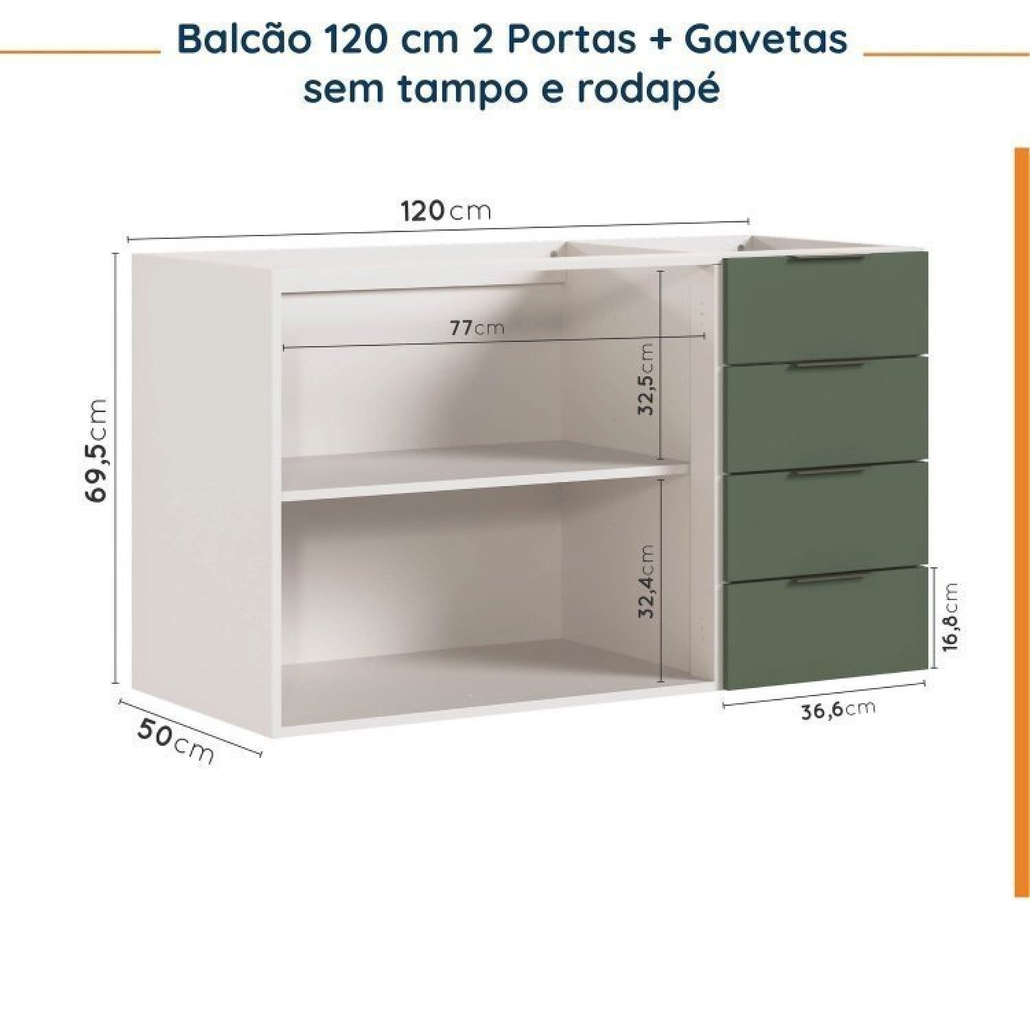 Cozinha Modulada 4 Peças sem Tampo 2 Aéreos e 2 Balcões 2 Portas Ipanema Cabecasa Madeiramadeira - 15