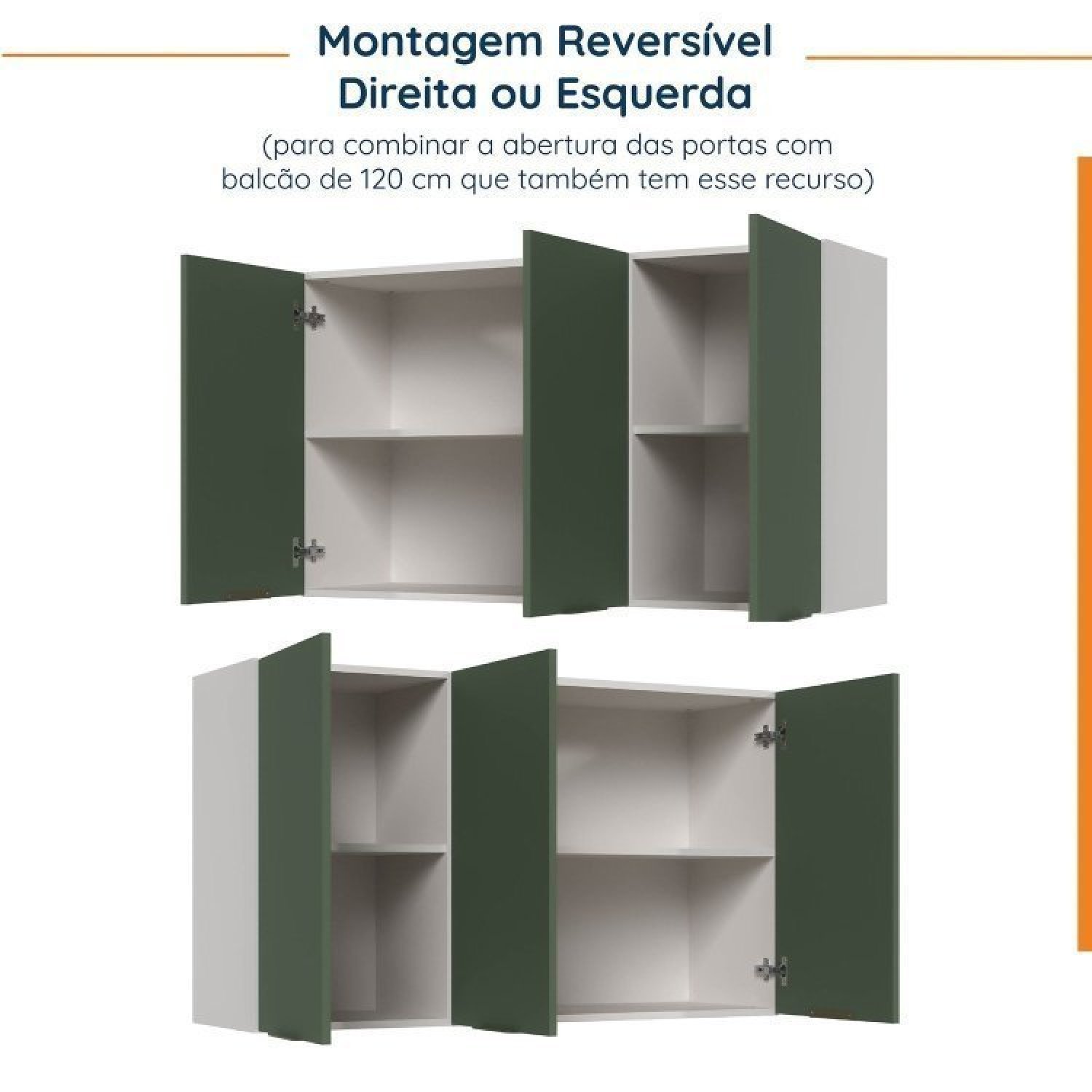 Cozinha Modulada 4 Peças sem Tampo 2 Aéreos e 2 Balcões 2 Portas Ipanema Cabecasa Madeiramadeira - 13