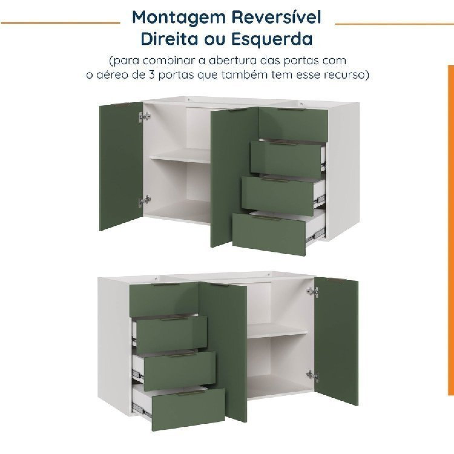 Cozinha Modulada 4 Peças sem Tampo 2 Aéreos e 2 Balcões 2 Portas Ipanema Cabecasa Madeiramadeira - 16