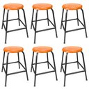 Ver imagem 1 de Kit 6 Bancos Banqueta Bar Empilhavel de Metal 55cm de para Cozinha Assento Plástico Laranja