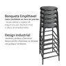 Kit 6 Bancos Banqueta Bar Empilhavel de Metal 55cm de para Cozinha Assento Plástico Laranja - 5