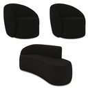 Ver imagem 1 de Sofá 3 Lugares Orgânico 180cm Morgan e 2 Poltronas Lua Suede Preto D03 - D’Rossi