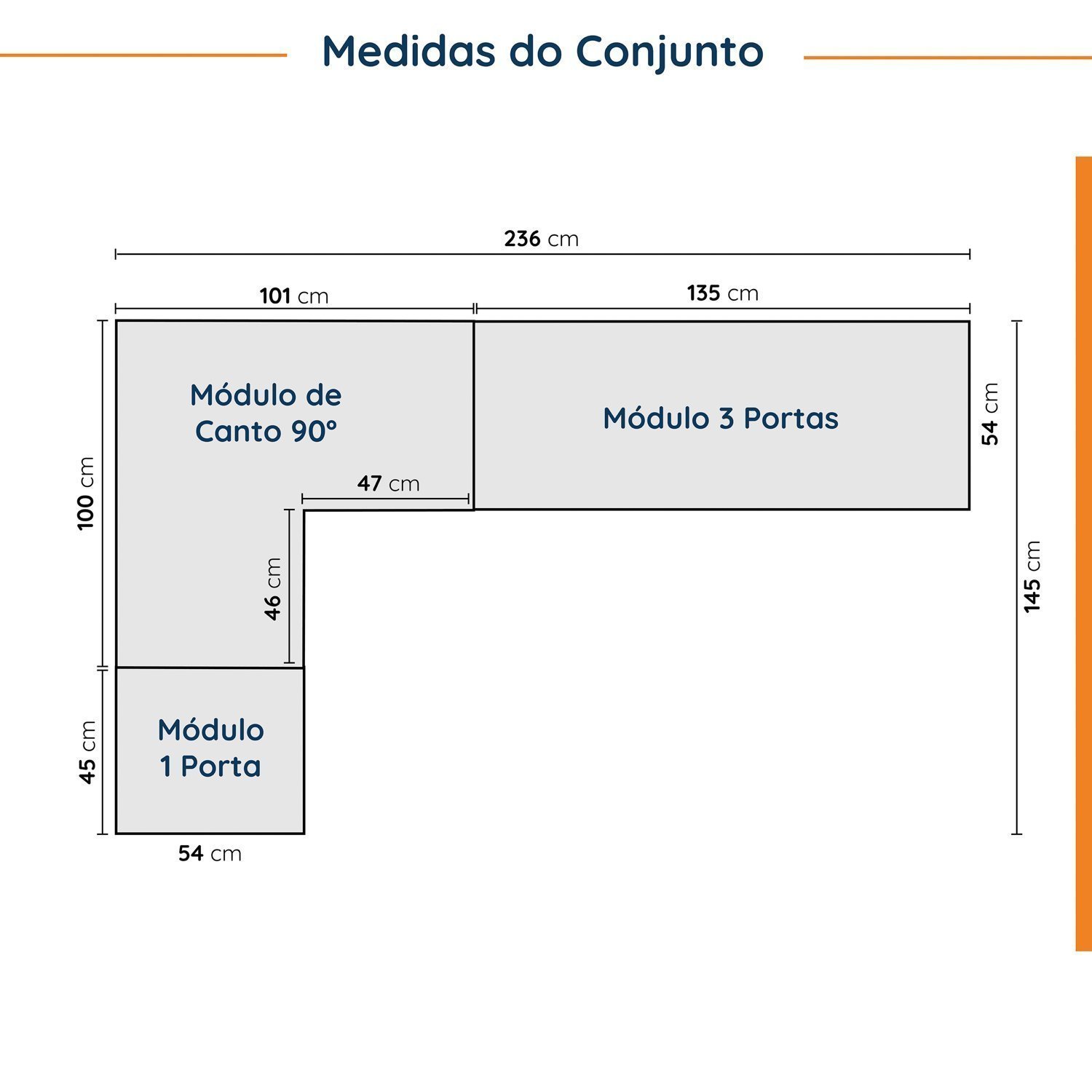 Guarda Roupa Modulado de Canto 3 Peças 6 Portas com 3 Portas Reflecta Hera Cabecasa Madeiramadeira - 4