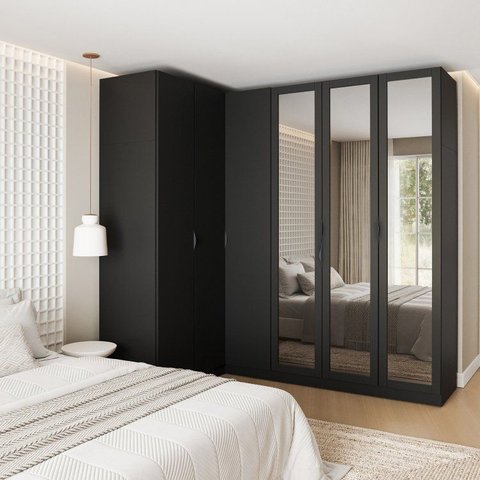 Guarda Roupa Modulado de Canto 3 Peças 6 Portas com 3 Portas Reflecta Hera CabeCasa MadeiraOriginals