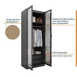 Guarda Roupa Modulado de Canto 3 Peças 4 Portas e Escrivaninha Hera CabeCasa MadeiraMadeira - 14