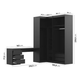 Guarda Roupa Modulado de Canto 3 Peças 4 Portas e Escrivaninha Hera CabeCasa MadeiraMadeira - 5