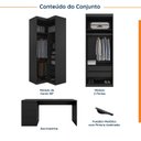 Ver imagem 3 de Guarda Roupa Modulado de Canto 3 Peças 4 Portas e Escrivaninha Hera CabeCasa MadeiraOriginals