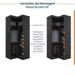 Guarda Roupa Modulado de Canto 3 Peças 4 Portas e Escrivaninha Hera CabeCasa MadeiraMadeira - 10