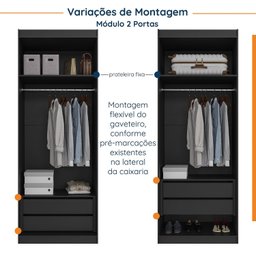Guarda Roupa Modulado de Canto 3 Peças 4 Portas e Escrivaninha Hera CabeCasa MadeiraMadeira - 8
