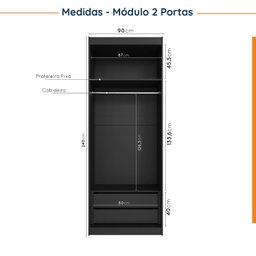 Guarda Roupa Modulado de Canto 3 Peças 4 Portas e Escrivaninha Hera CabeCasa MadeiraMadeira - 9