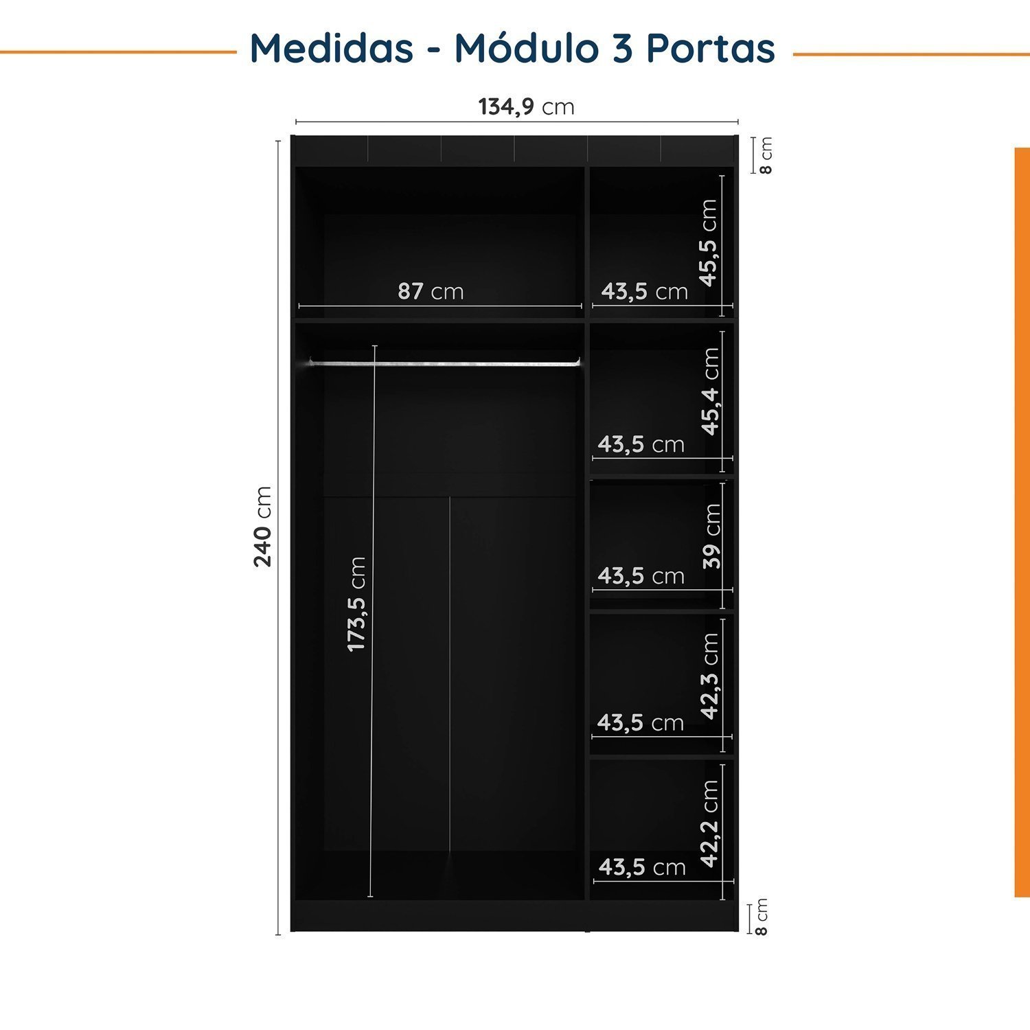 Guarda Roupa Modulado de Canto 5 Peças 12 Portas com 3 Portas Reflecta Hera Cabecasa Madeiramadeira - 10