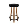 Banqueta Alta Madeira Maciça Assento Redondo Estofada Para Adega Bar Cozinha Área Churrasco Preto - 1