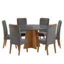 Ver imagem 2 de Mesa de Jantar Redonda Vitara com 6 Cadeiras Madeira Maciça Vegas Yescasa Cinza/Mel/Grafite