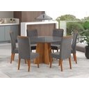 Ver imagem 1 de Mesa de Jantar Redonda Vitara com 6 Cadeiras Madeira Maciça Vegas