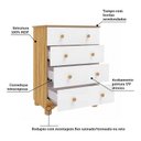 Ver imagem 4 de Cômoda Bebê 4 Gavetas 100% MDF Mimo Espresso Móveis Amêndoa/Branco Brilho