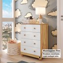 Ver imagem 6 de Cômoda Infantil 4 Gavetas 100% MDF Mimo Espresso Móveis Branco/Brilho/Amêndoa