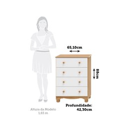 Cômoda Infantil 4 Gavetas 100% MDF Mimo Espresso Móveis - 3