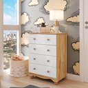 Ver imagem 1 de Cômoda Infantil 4 Gavetas 100% MDF Mimo Espresso Móveis Branco/Brilho/Amêndoa