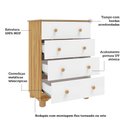 Ver imagem 4 de Cômoda Infantil 4 Gavetas 100% MDF Mimo Espresso Móveis Branco/Brilho/Amêndoa