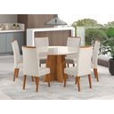 Ver imagem 2 de Mesa de Jantar Redonda Vitara com 6 Cadeiras Madeira Maciça Vegas