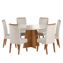 Ver imagem 2 de Mesa de Jantar Redonda Vitara com 6 Cadeiras Madeira Maciça Vegas Yescasa Bege/Mel/Marfim/Off White