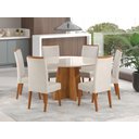 Ver imagem 1 de Mesa de Jantar Redonda Vitara com 6 Cadeiras Madeira Maciça Vegas