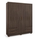 Ver imagem 2 de Guarda-Roupa Casal 6 Portas 4 Gavetas Primacy Marrom/Capuccino Wood