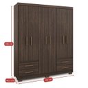 Ver imagem 3 de Guarda-Roupa Casal 6 Portas 4 Gavetas Primacy Marrom/Capuccino Wood