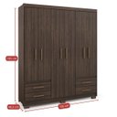 Ver imagem 3 de Guarda-Roupa Casal 6 Portas 4 Gavetas Primacy Marrom/Capuccino Wood